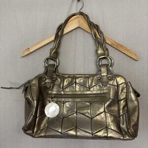 Charles David Leather Quilted Handbag Gold Braided Straps Old Money Quiet Luxury